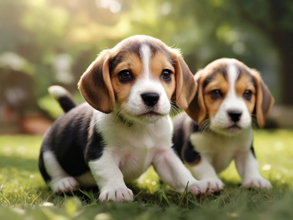 Dos cachorros Beagle