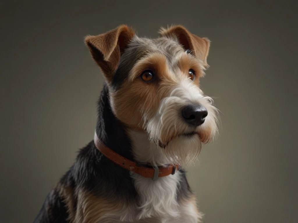 Fox terrier pelo duro de frente