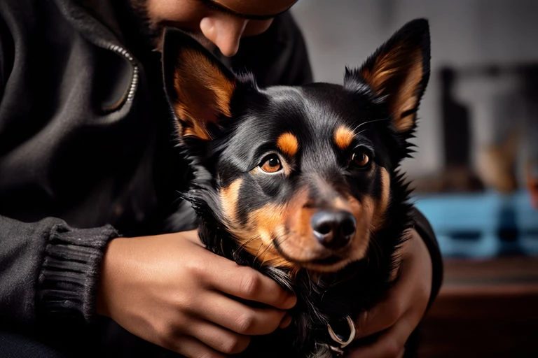 Lancashire Heeler con su dueño