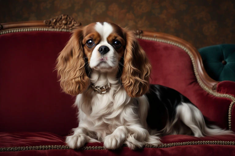 Cavalier King Charles Spaniel posando realeza