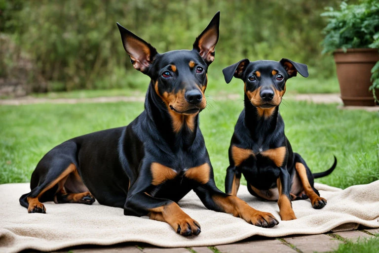 Manchester Terrier con su cachorro